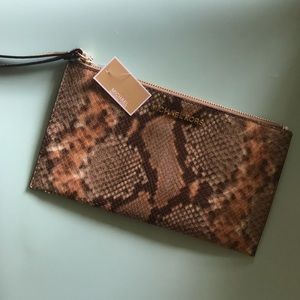 Michael Kors Snakeskin Large Zip Clutch